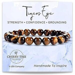Tigers Eye Bracelet – Handmade 8Mm Natural Tigers Eye Beaded Stretch Bracelet